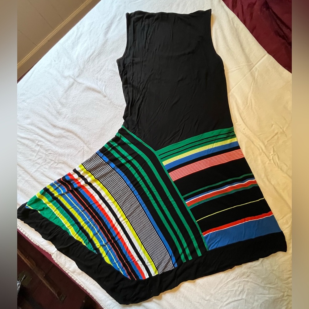 Spense Black Dress with Vibrant Stripes - Picture 2 of 3